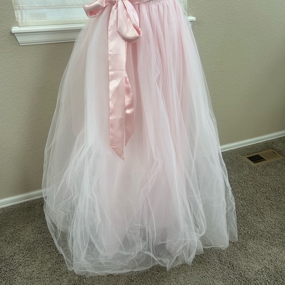 Elegant Pink Tulle Floor Length Skirt - Picture 3 of 5